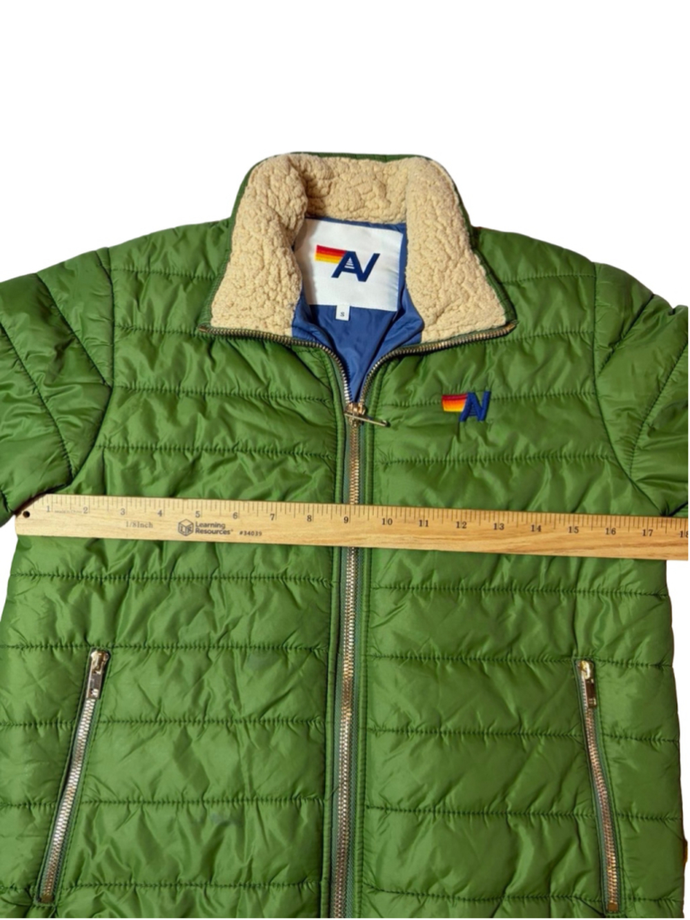 Aviator Nation Sunburst Apres Puffer Jacket Garden Green Unisex Small $875 - Picture 5 of 12